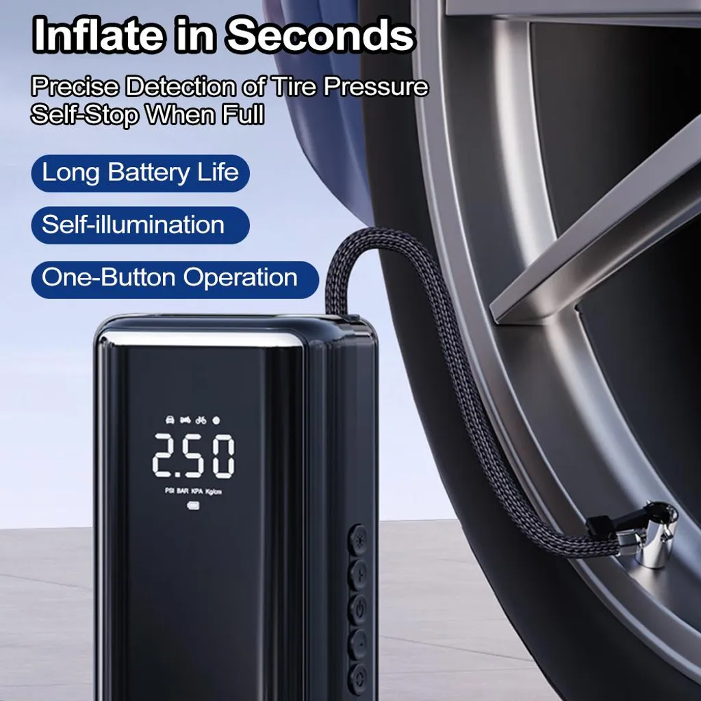 Mini compresseur 4500mAh 150 PSI avec arrêt automatique et écran digital - 4