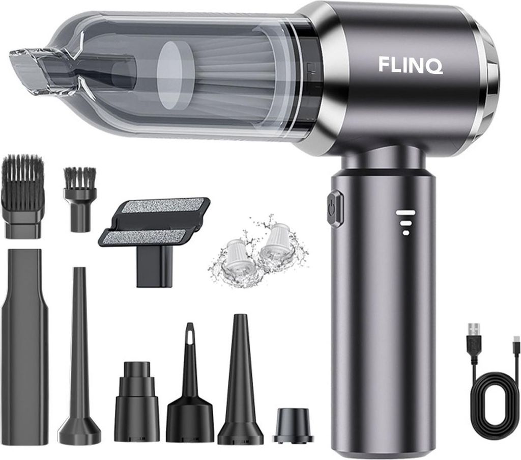 FlinQ FlinQ Dustbuster Cordless V3 - Handstaubsauger - Saugen & Blasen - Staubsauger - Beutelloser Staubsauger - Autostaubsauger - Airduster - HEPA...