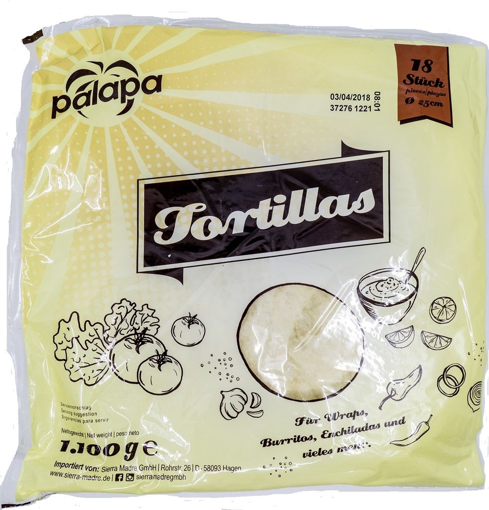 Palapa pšeničná tortilla čerstvá 25cm 18 kusov 1100g Obrázok produktu 