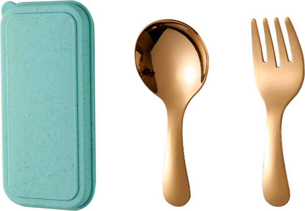Gabel-Löffel-Set aus Edelstahl mit Etui, Reiseutensilien-Set, ergonomischer Griff, tragbare Picknick-Utensilien für unterwegs, Picknick, Camping