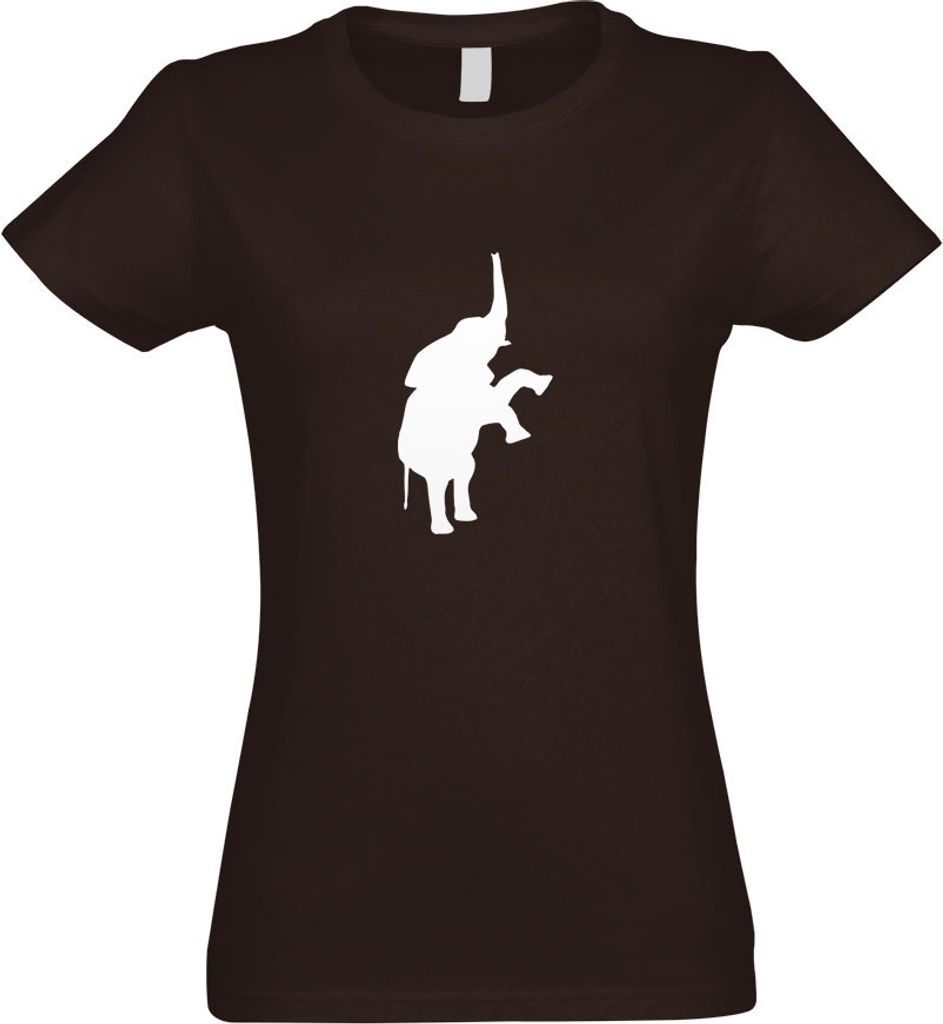 Kiwistar - T-Shirt tailliert - Damen - Chocolate - Elefant Motiv 3 - Rüsseltiere - mit Motiv Bedruckt - Funshirt Design - Sport - Freizeit - Damen...