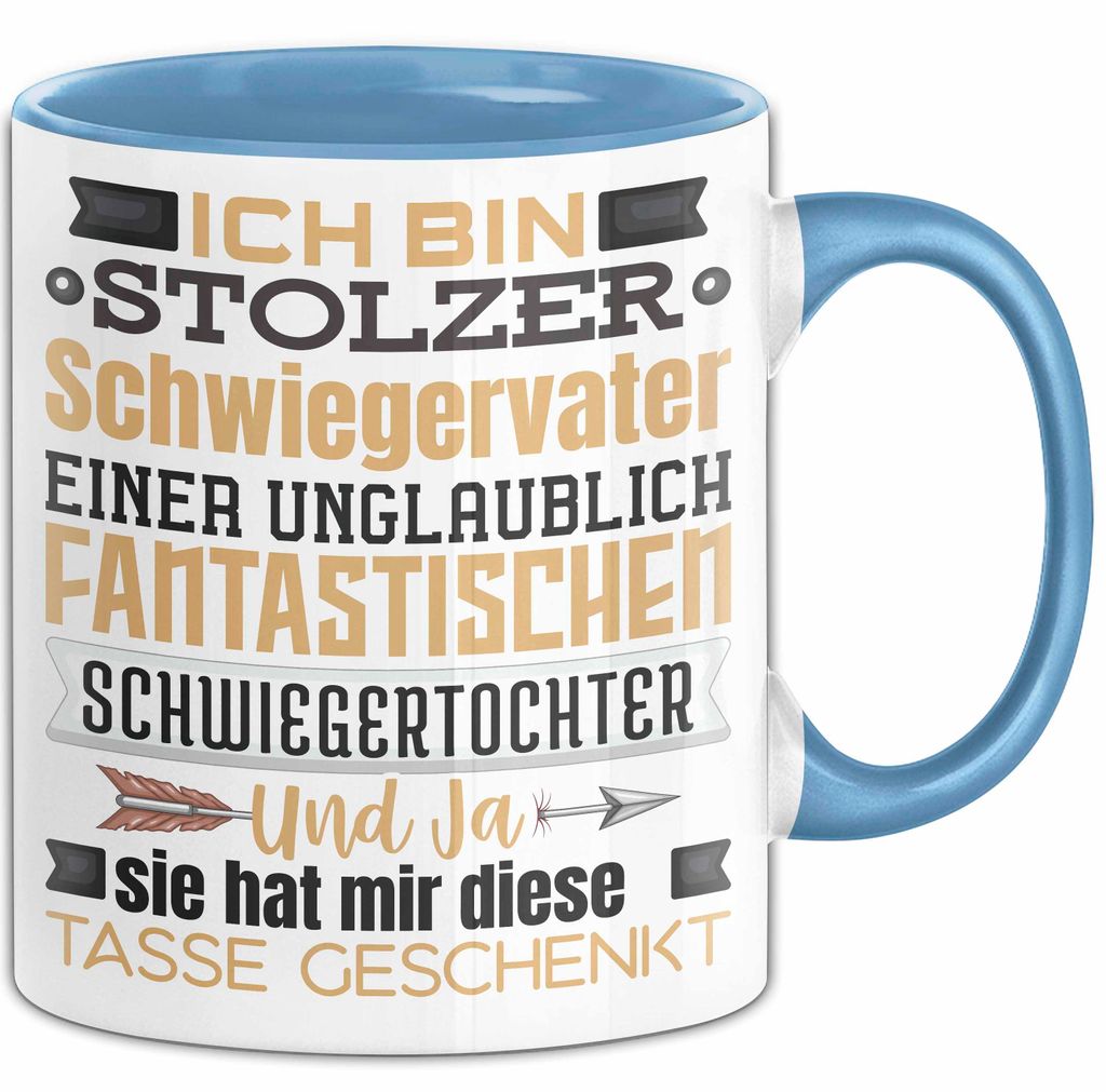 Schwiegervater Geschenk Von Schwiegertochter Geschenkidee Tasse Spruch Becher (Blau)