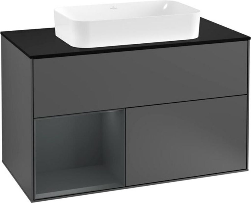 V&B Waschtischunterschrank Wandbeleuchtung Finion 100, Pl b m, Rg l md b m Lac, Anthrac. m