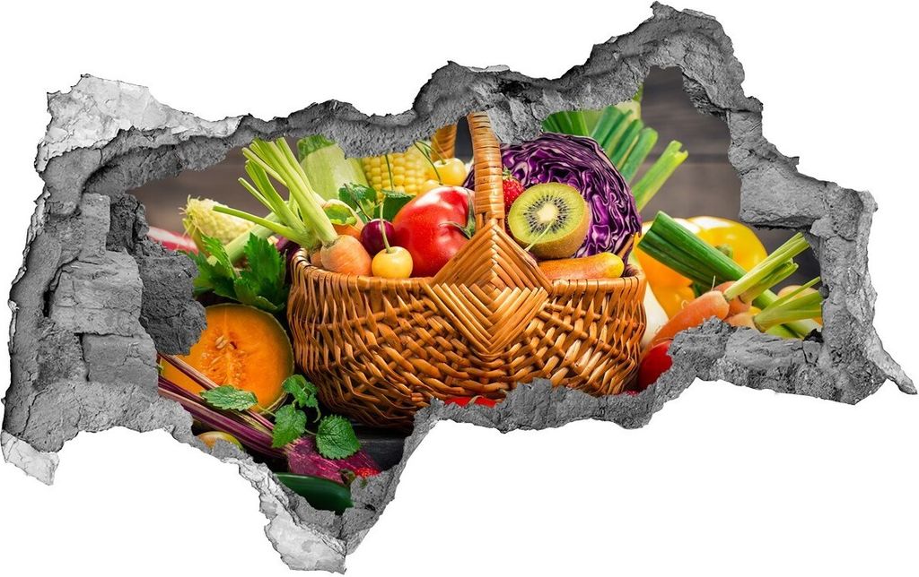 Selbstklebender Loch-3D-Aufkleber 95x73 cm Ein Korb mit Obst Gemüse