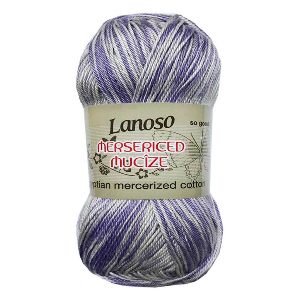 100g Strickgarn MERSERIZED MUCIZE aus ägyptischer Baumwolle Farbverlaufsgarn Strick-Wolle Farbwahl, Farbe:707 weiß | flieder | lila