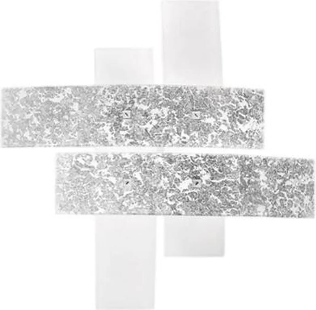 Plafonnier Lara Carré 70x70cm Verre Blanc et Argent, 2xE27 Style Moderne