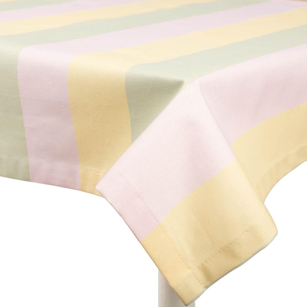 Tischdecke Baumwolle Streifen flieder vanille pistazie Größe 130x160cm