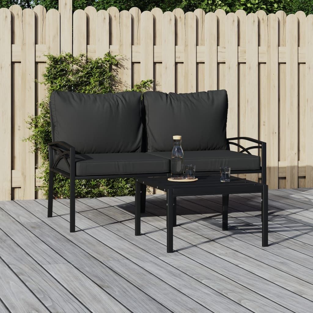 Maison Exclusive - Gartenstühle mit Grauen Kissen 2 Stk. 62x75x79 cm Stahl