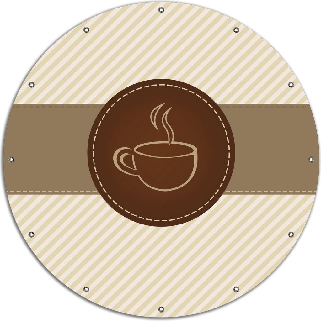 Wallario rundes Outdoor-Poster für Garten oder Balkon, Motiv Kaffee-Menü - Logo Symbol für Kaffee, 120 cm Durchmesser