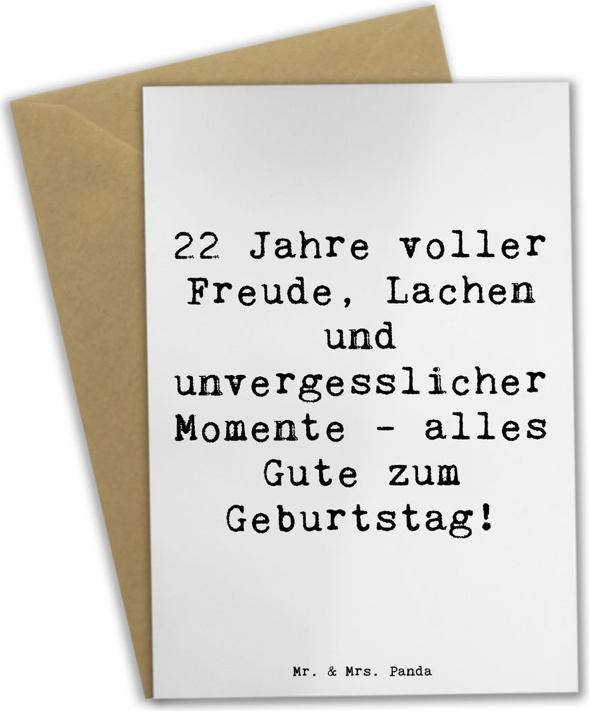 Mr. & Mrs. Panda Beileidskarte Spruch 22. Geburtstag Freude - Weiß - Geschenk, Grußkarten, einladungskarten, Happy Birthday, zweiundzwanzig Jahre...