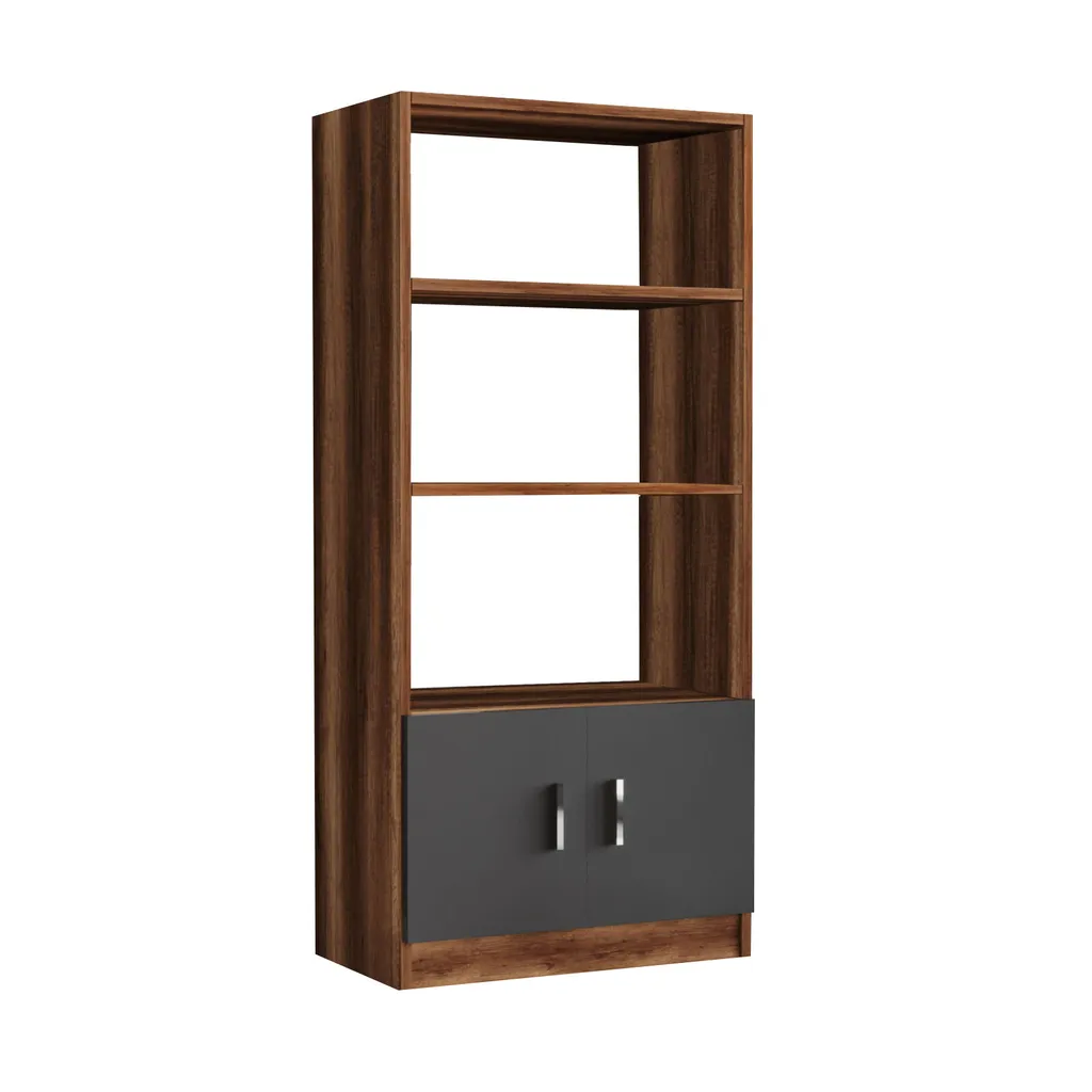 Étagère bibliothèque anti-rayures noyer - Meuble de rangement stable 140cm - 5