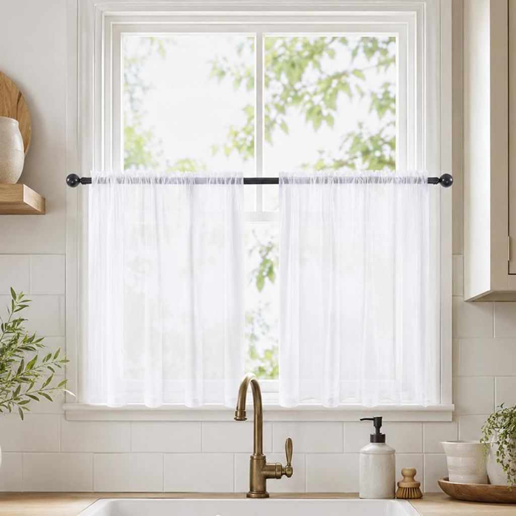 2 Stück Scheibengardine Transparent Vorhang Voile Produktbild 