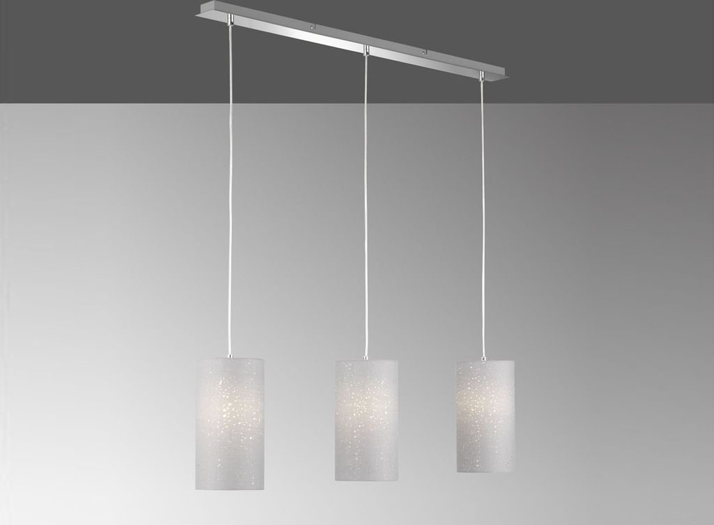 LED Pendelleuchte 3flammig dimmbar Stoffschirme Grau - Esstischlampe Küchentisch