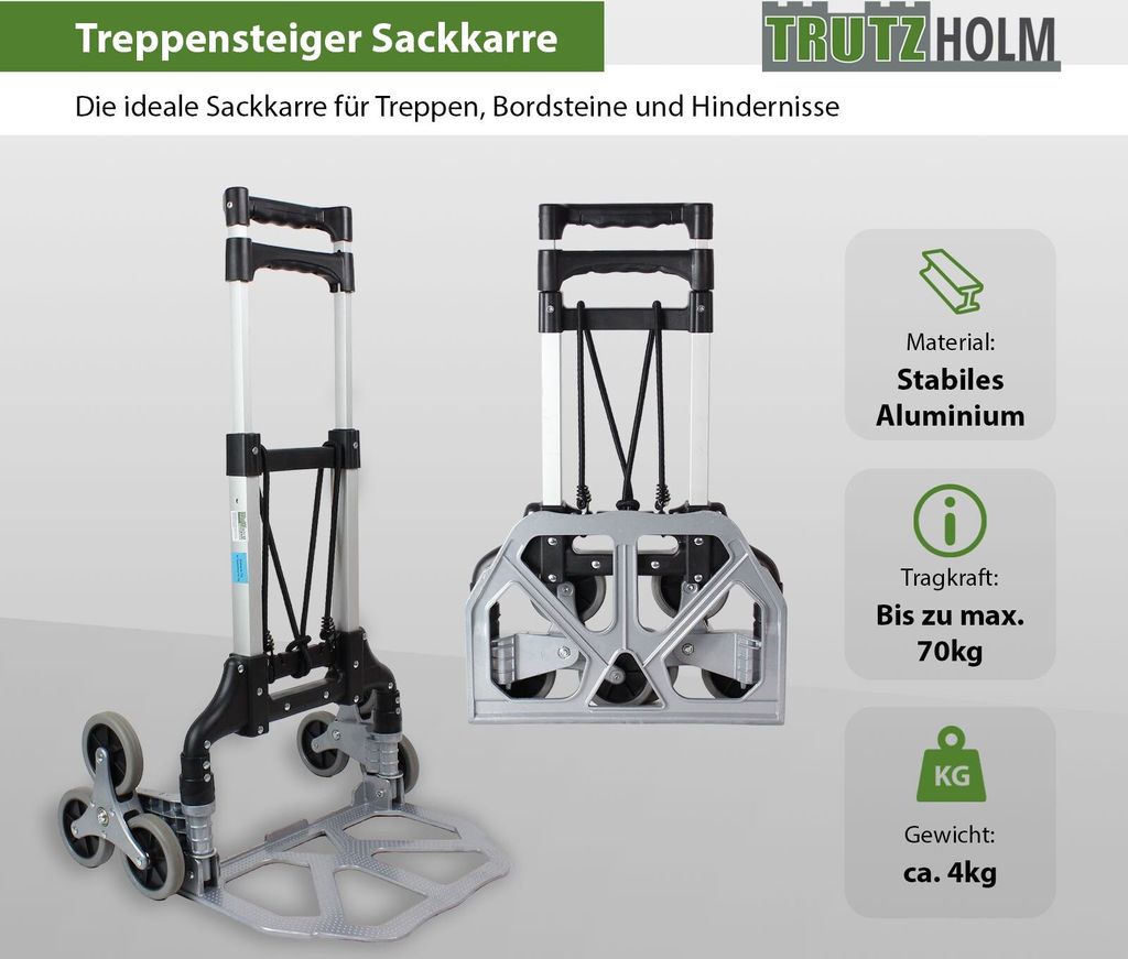 Alu Treppensteiger Sackkarre 70 kg klappbar extra hoch 109 Produktbild 1