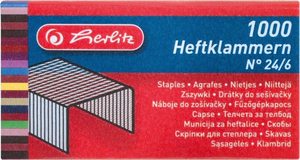 Herlitz 8760514, 1000 Heftklammern, 24/6, Metall Produktbild 