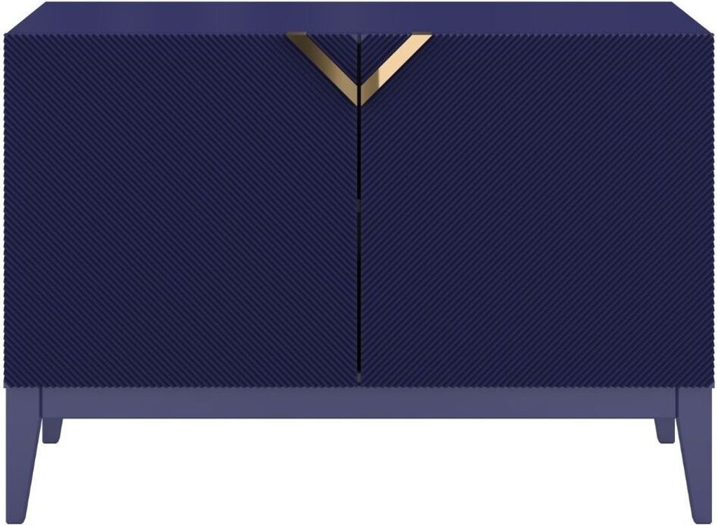 Visby Demi Long 2D Kommode Mit Gefrästen Fronten / Massive Buche / TV-Lowboard Mit 2 Türen / TV-Schrank Mit Dekorativen Fronten Und Goldgriffen /...