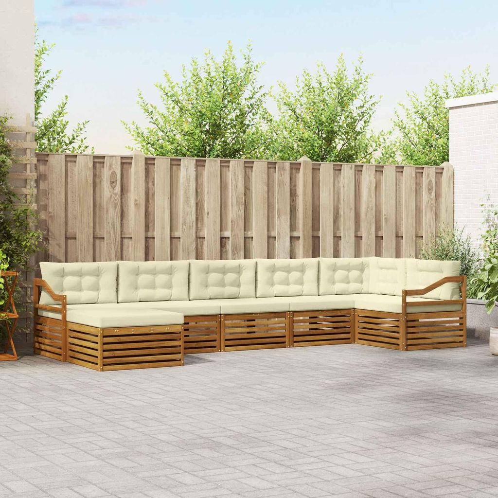 "Neues Produkt" Sofagarnituren - CLORIS - Terrassen-Sofa - 7 pcs - Natur und Creme Massivholz Akazie - Modern Gartensofas V1479