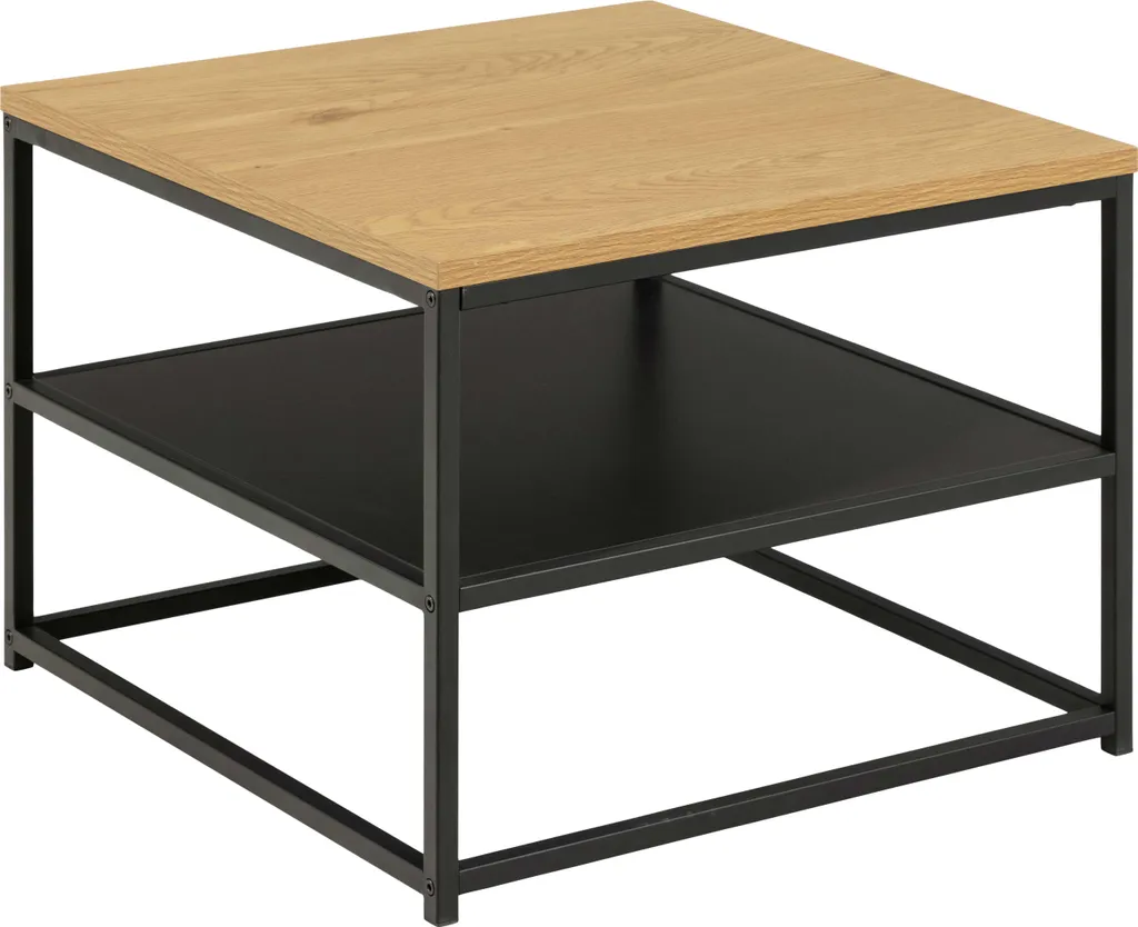 Table Basse d'Appoint Carrée pour Petit Salon Gila 55 cm Aspect Chêne