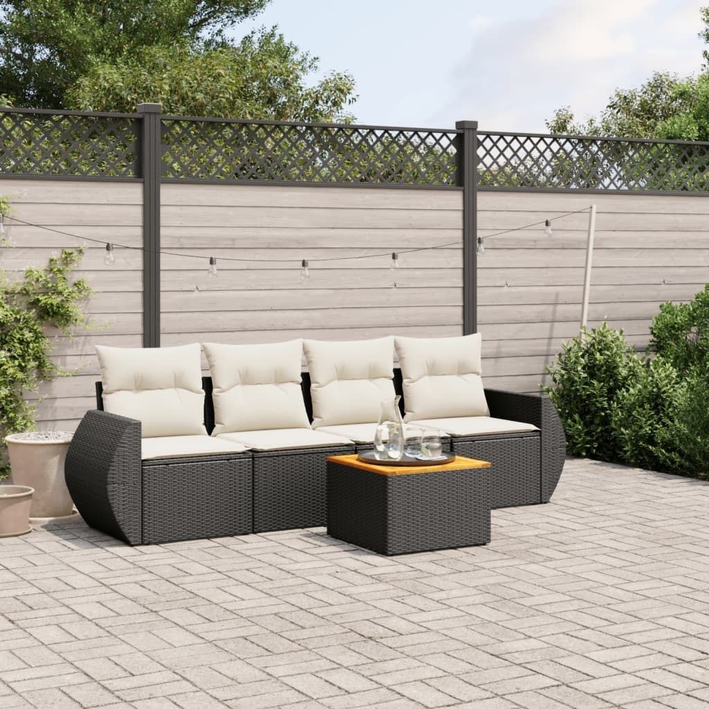 Maison Exclusive - 5-tlg. Garten-Sofagarnitur mit Kissen Schwarz Poly Rattan