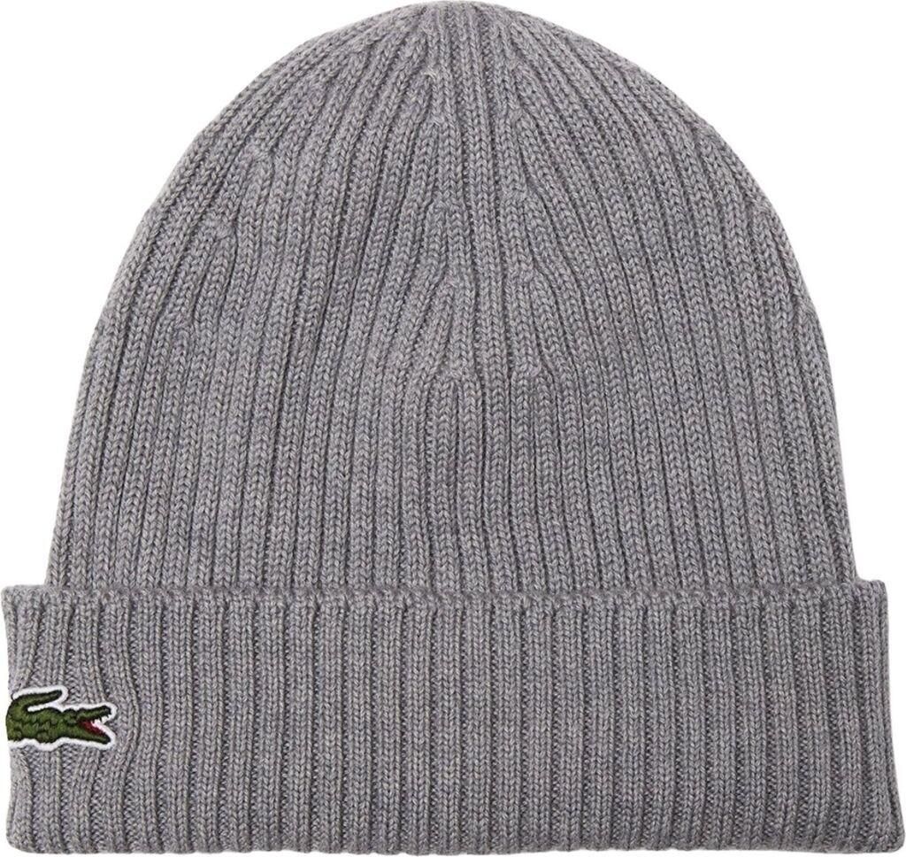 Bonnet unie Lacoste en laine côtelée (RB0001) - Gris Image du produit 