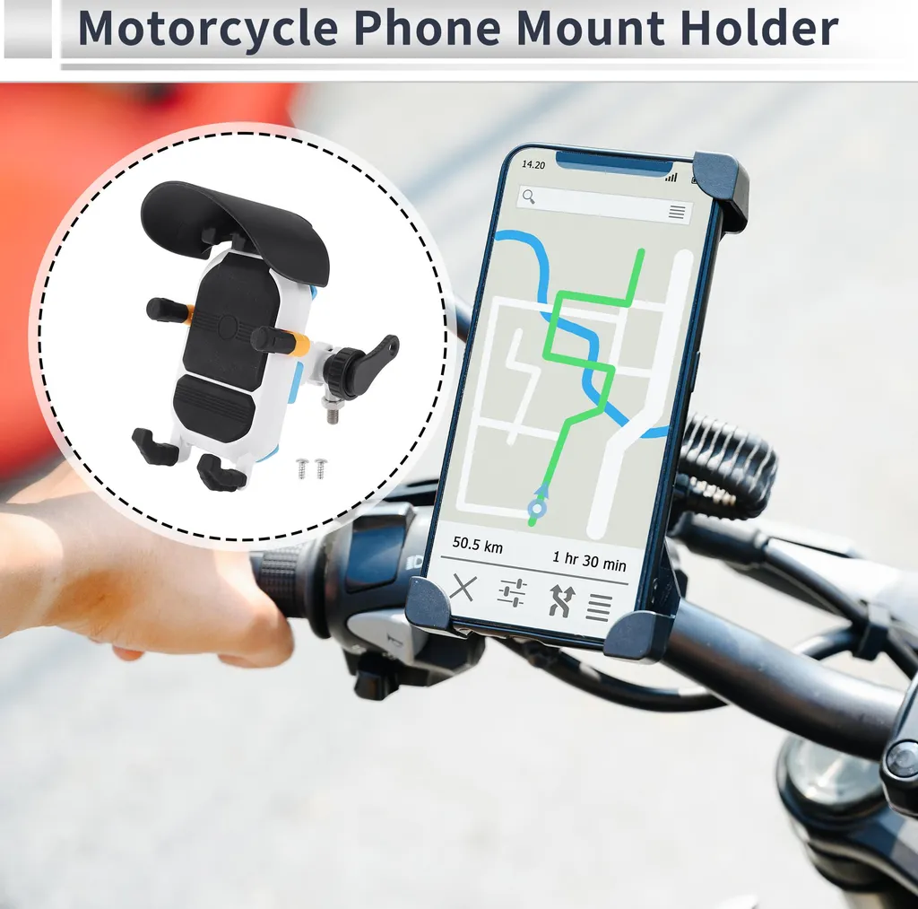 Support téléphone moto pour GPS sur rétroviseur compatible 4,7-7,2 pouces