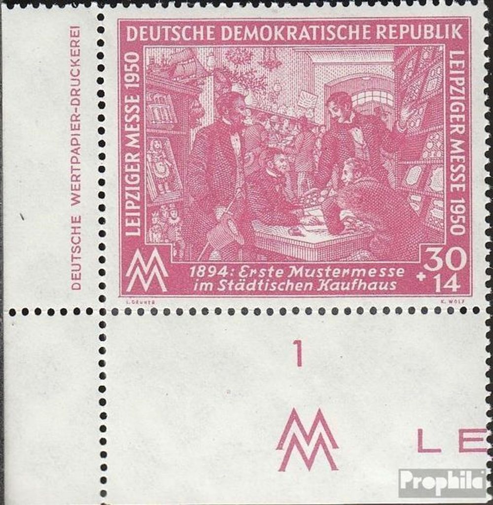 Briefmarken DDR 1950 Mi 249DZ mit Druckereizeichen postfrisch Leipziger Frühjahrsmesse