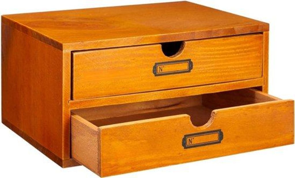 Miniatur-Holzlade mit 2 Schubladen, Oldtimer-Toilette in edlem Braun, Maße 25 x 18 x 13 cm