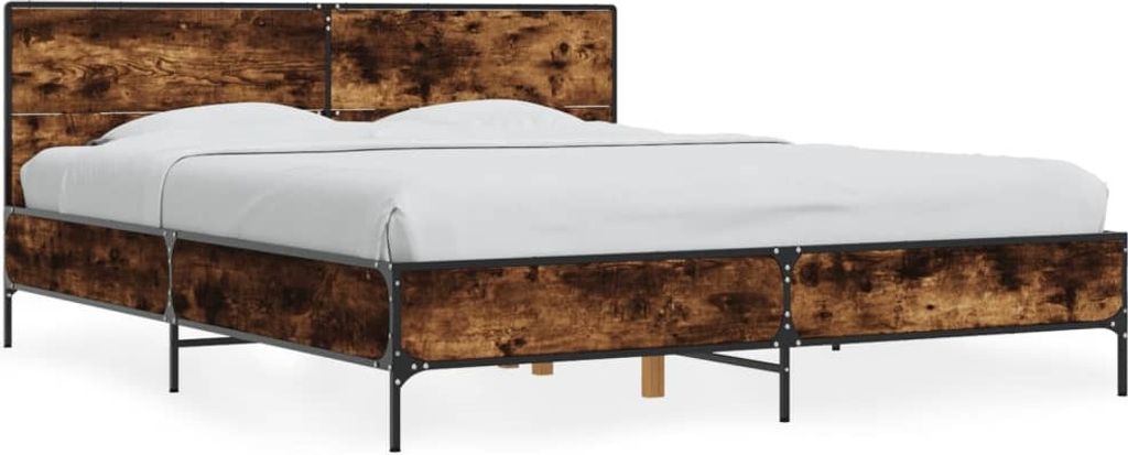 Design Bettgestell Räuchereiche 150x200 cm Holzwerkstoff Produktbild 
