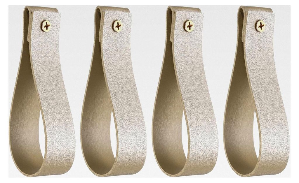 4 Stück Leder-Vorhangstangenhalter 1 x 4,7 Zoll Wandhalterungen für Vorhangstangen mit Schrauben für Wand Badezimmer Küche Schlafzimmer, Gold