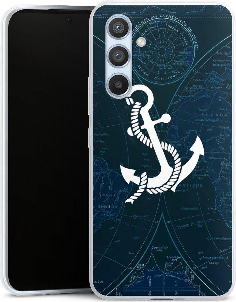 DeinDesign Slim Hülle für Samsung Galaxy A54 5G Silikon Case Ultra Dünn Handyhülle Anker Landkarte Segeln