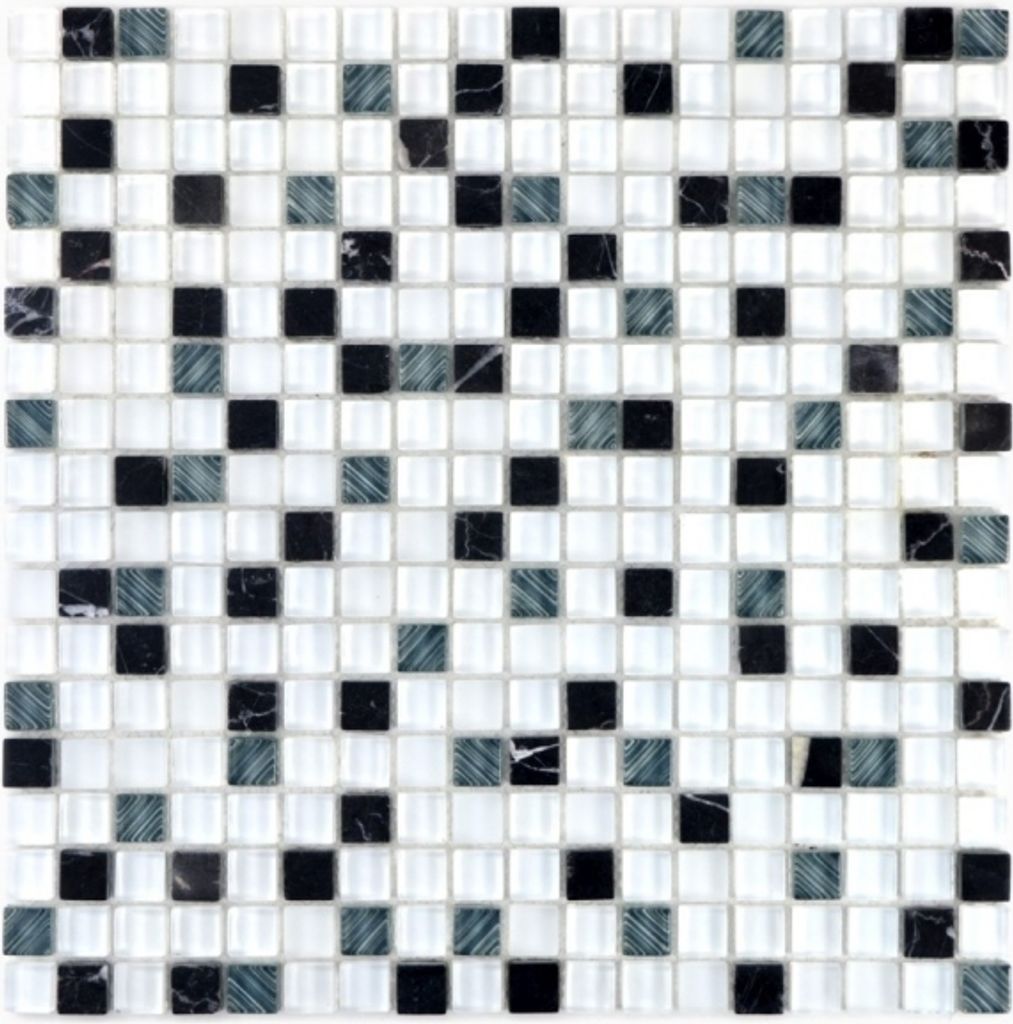 Mosaikfliese Transluzent weiß grau Glasmosaik Crystal Stein superweiß matt schwarz MOS92-0103