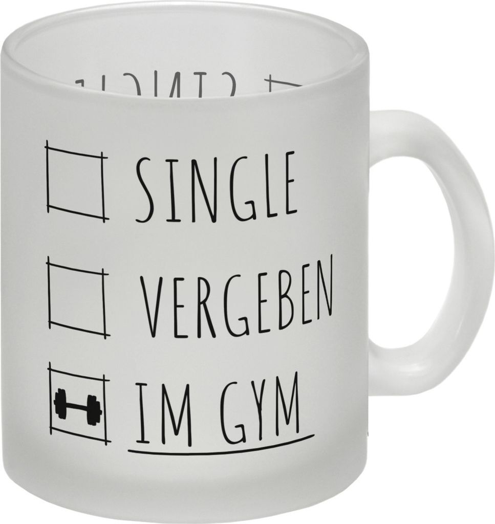 Single, vergeben oder im Gym Fitness Glas Tasse