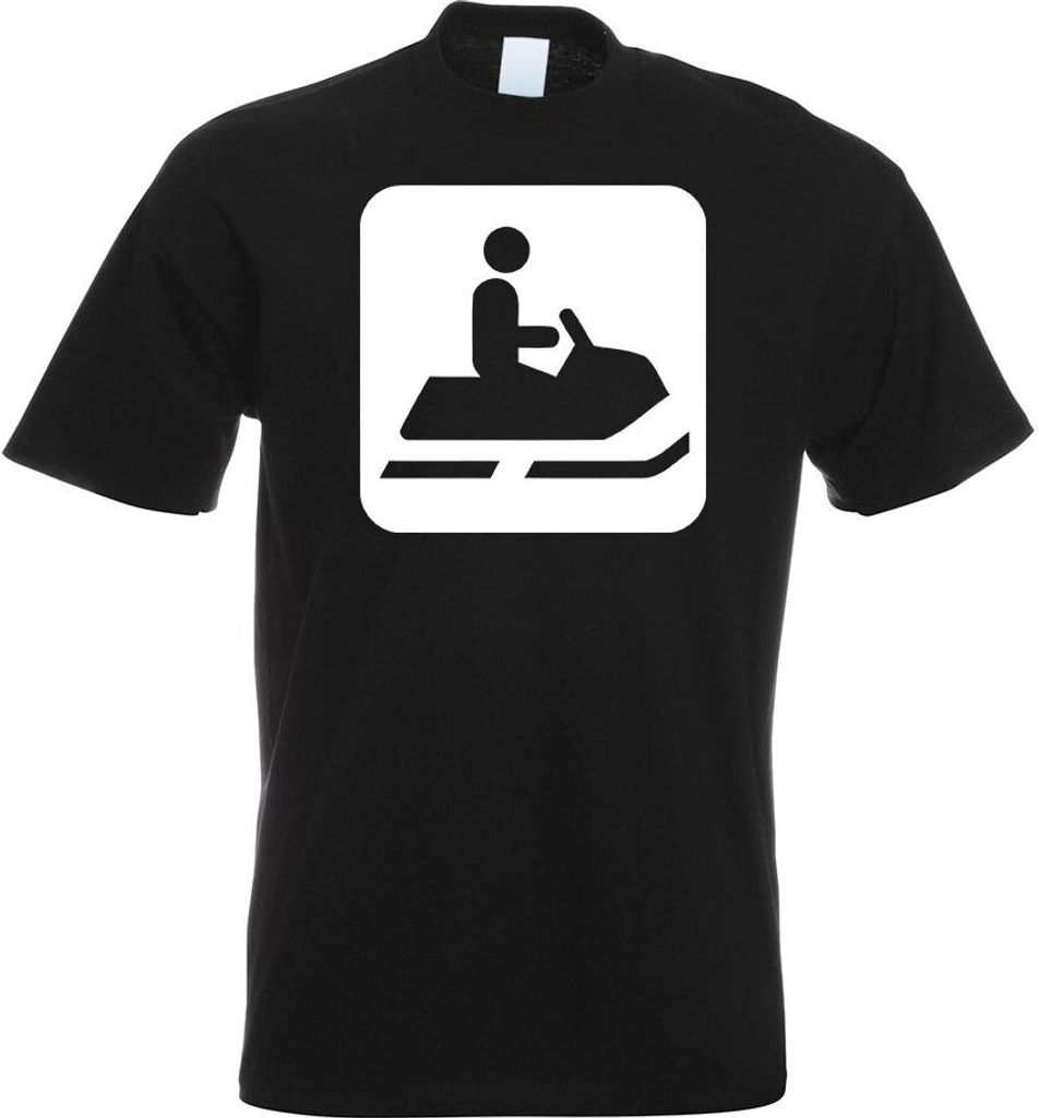 Kiwistar - T-Shirt - schwarz - Schneemobil Raupen Piktogramme Herren Funshirt Bedruckt Design Sprüche Spruch Motive - mit Motiv Bedruckt - Funshir...