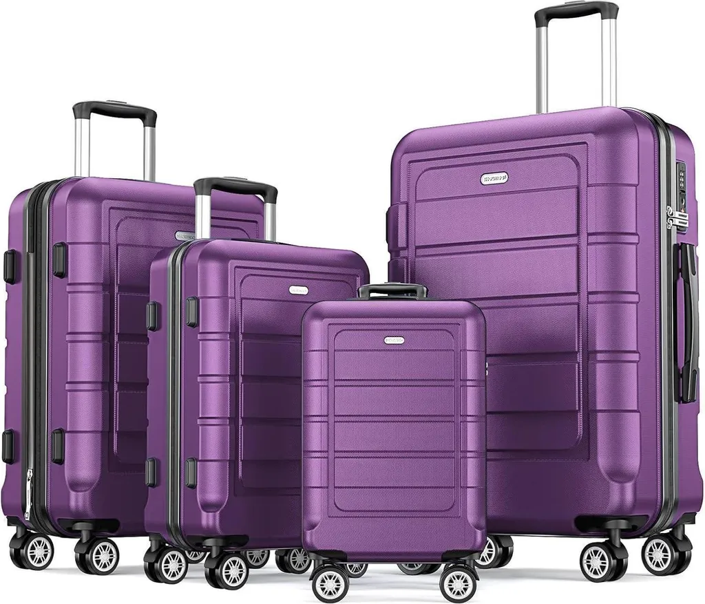 Set de 4 valises SHOWKOO Violet ABS+PC avec serrure TSA et roues à 360°