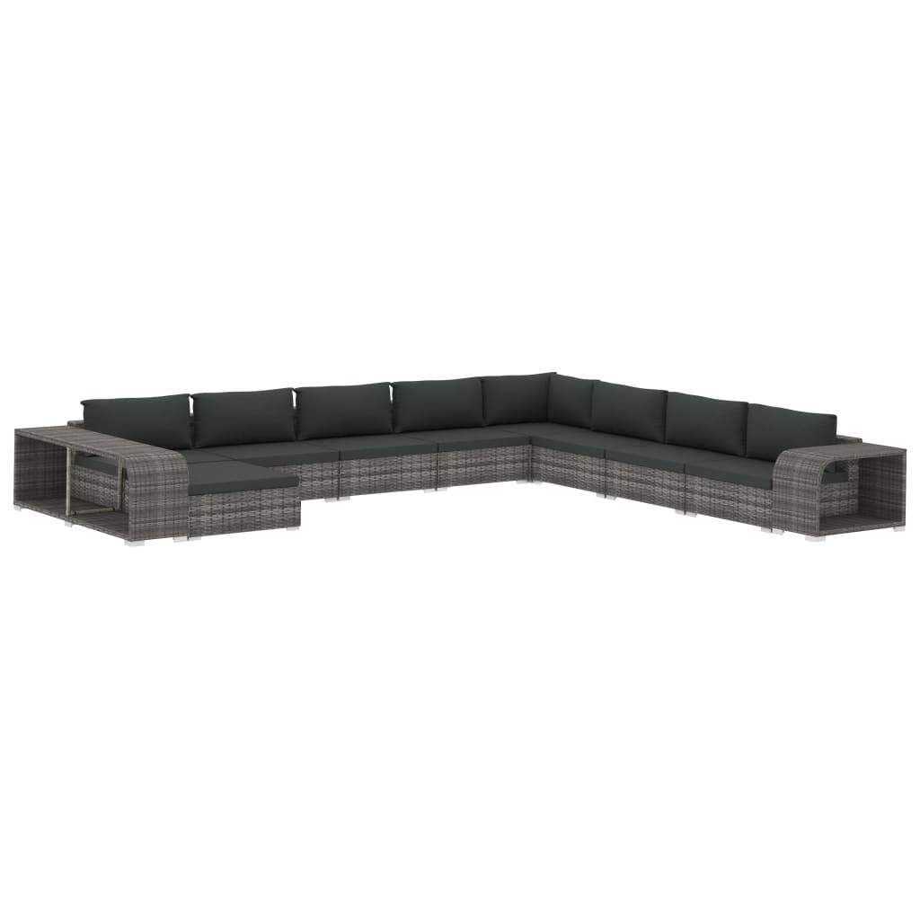 vidaXL 11-tlg. Garten-Lounge-Set mit Auflagen Poly Rattan Produktbild 