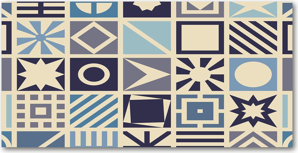 Tulup Leinwandbild - 140x70 cm - Wandkunst - Drucke auf Leinwand - Leinwanddruck - Sonstige - Blau - Geometrische Figuren