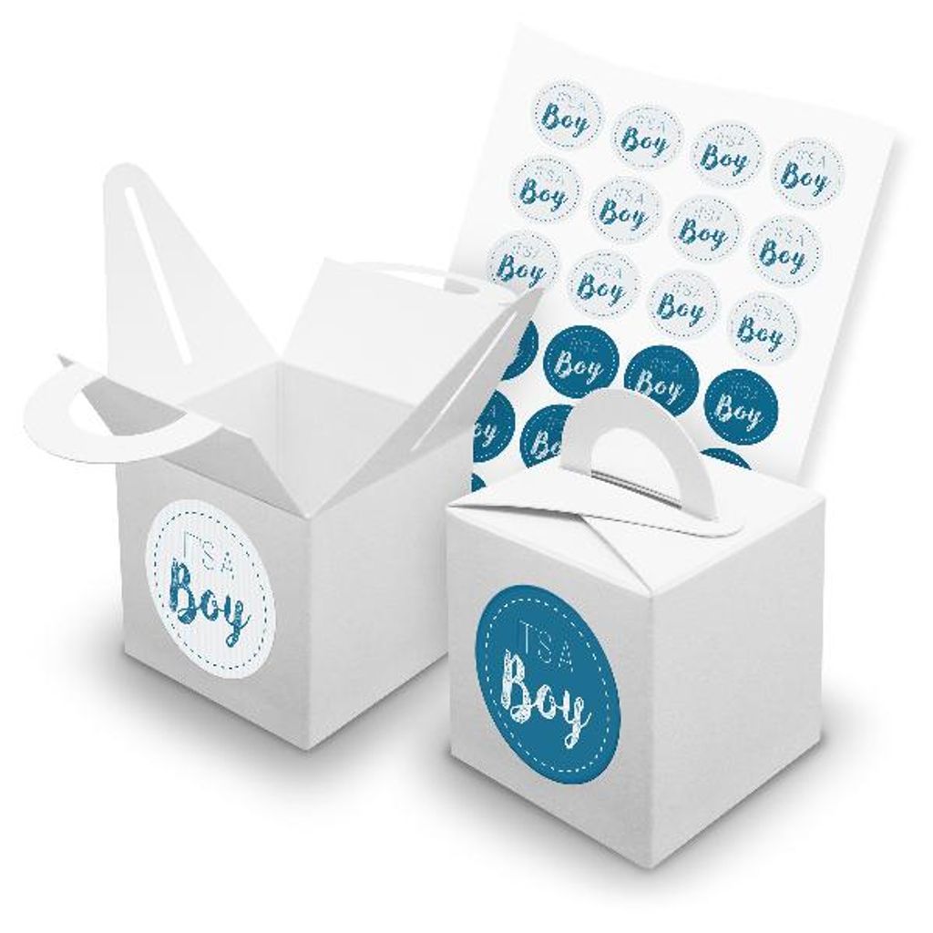 itenga SET 24x Würfelboxen mit Griff Weiß (V42) + Motivsticker (M76)