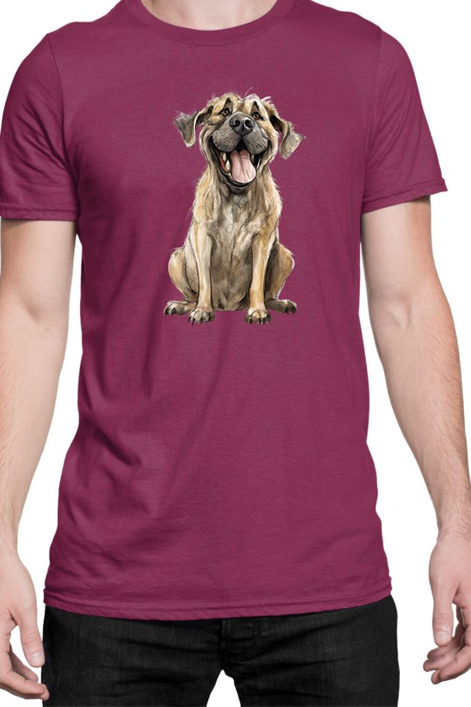 Herren T-Shirt Funny Dogs Breeds English Mastiff Dog Breed, Man 3XL / Burgundy
