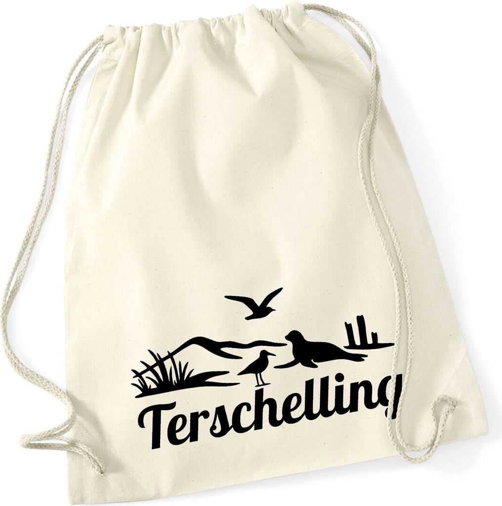 Huuraa Turnbeutel Terschelling Niederlande 12 Liter Natural Baumwolle Rucksack Geschenkidee