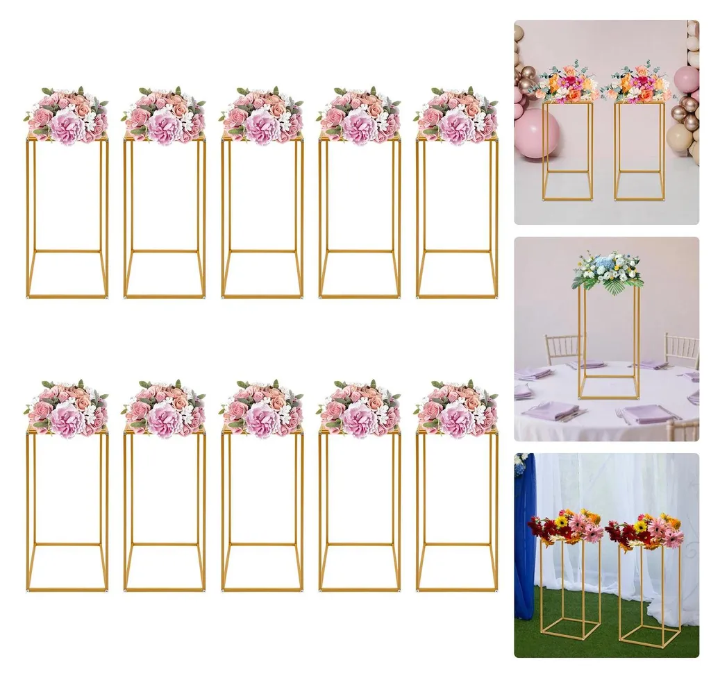 Porte-fleurs Doré en Métal Lot de 10 : Design Géométrique Stable et Élégant