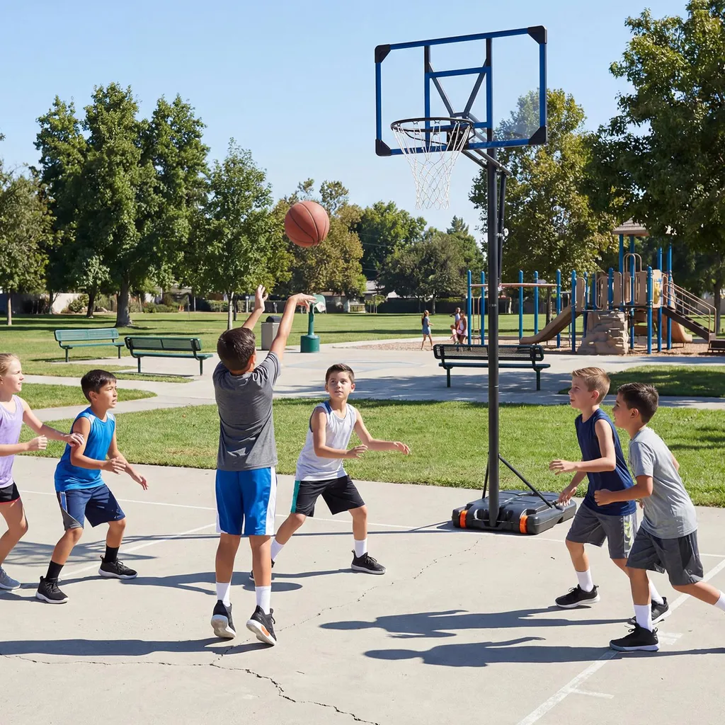 Support de basket sur roulettes pour enfant avec panneau de jeu réglable - 2