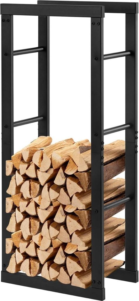 EUGAD Kaminholzregal, 40x100x25cm, Brennholzregal aus Metall, Holzlager, schwarz