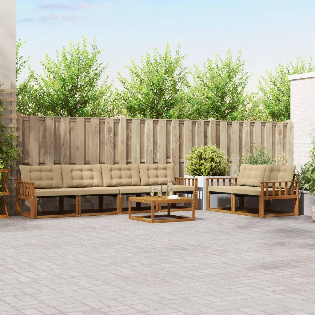 (Robust Möbel)Outdoor-Sofagarnitur - CLORIS - Balkonmöbe/Sitzgruppe - mit Kissen 7 pcs - Moderne Design - Natur und Beige - Gartensofas NeuM...