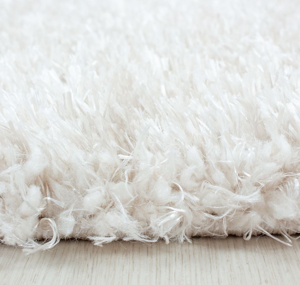 Runder Hochflor Shaggy Teppich Wohnzimmer Langflor Einfarbig Flauschig Weich, Farbe:Natur, Grösse:80 cm Rund