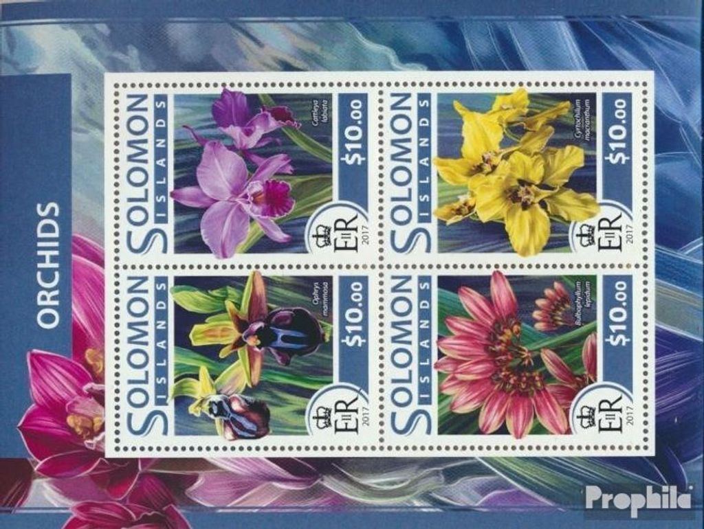 Briefmarken Salomoninseln 2017 Mi 4421-4424 Kleinbogen (kompl. Ausg.) postfrisch Orchideen