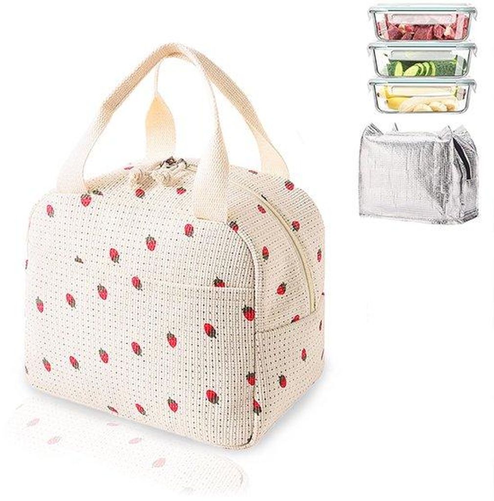 YYUEZHI Isolierte Lunch-Tasche für Damen, kleine Kühltasche aus Cord, Lunchbox-Tasche, tragbare Isoliertasche, 6,5 l, faltbar, für Erwachsene, K...