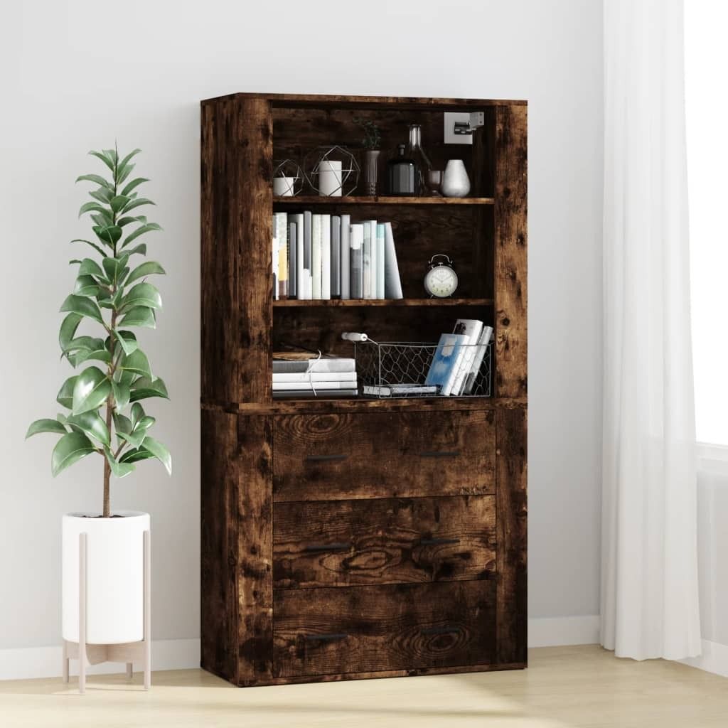 "2026 Promotion" Highboard/Vitrine/Beistellschrank - Räuchereiche Holzwerkstoff - Kommoden CC9752