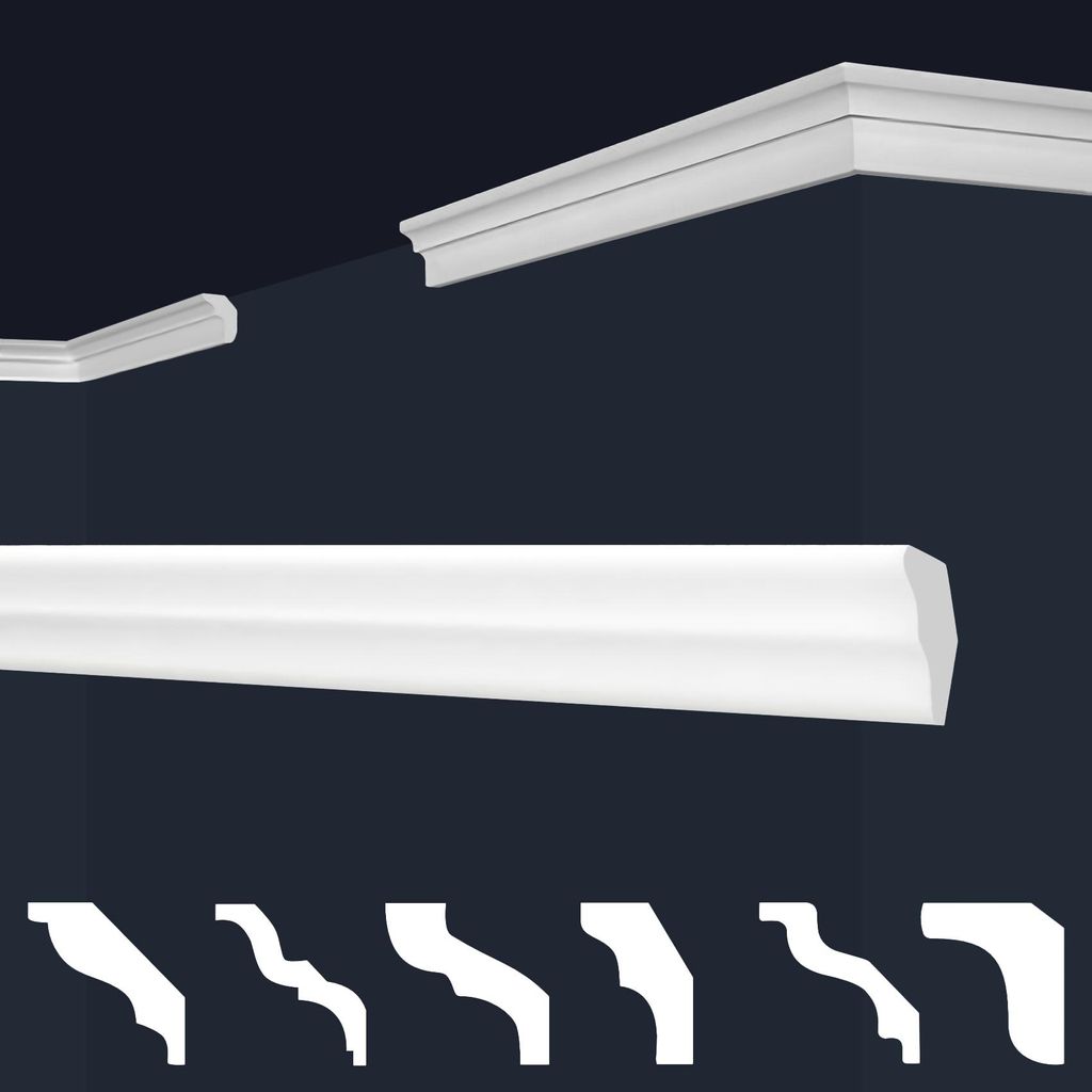 MARBET DESIGN Stuckleisten XPS Styropor weiß 2 Meter Produktbild 