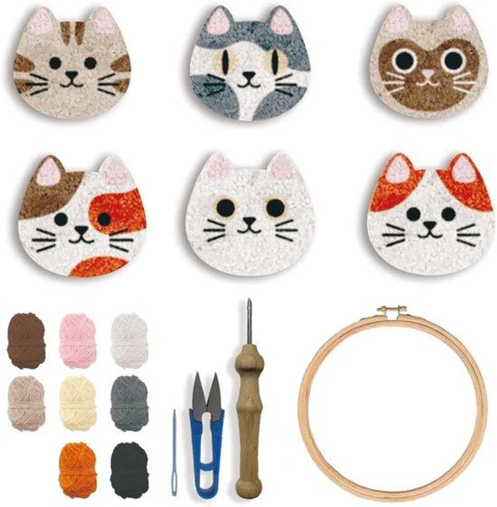 Matériel broderie au poinçon DIY pour personnaliser vos textiles 6pcs