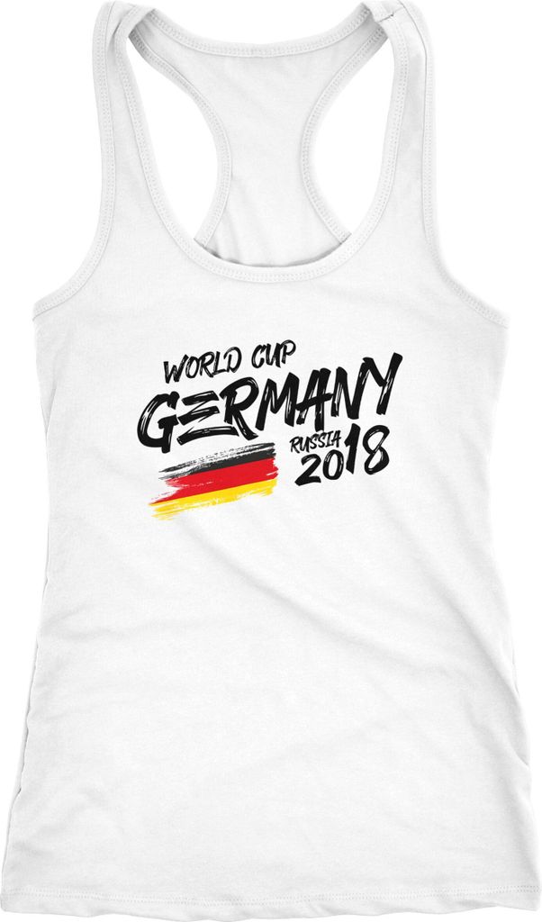 Damen Deutschland Tanktop WM Fußball Weltmeisterschaft 2018 World Cup Fan-Shirt Germany Moonworks weiß M